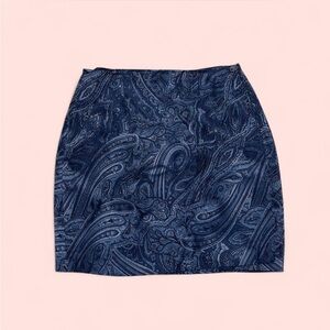 Blue Paisley Wrap Mini Skirt